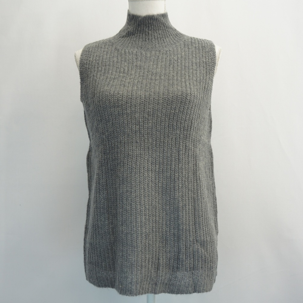 French Connection Womens's Top S Sleeveless Crossback Mock Neck Sweater Gray S - Picture 2 of 6